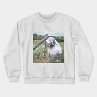 Bearded Collie Fine Art Painting Crewneck Sweatshirt